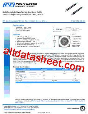 PE3C1239-24 Datasheet PDF - Pasternack Enterprises, Inc.