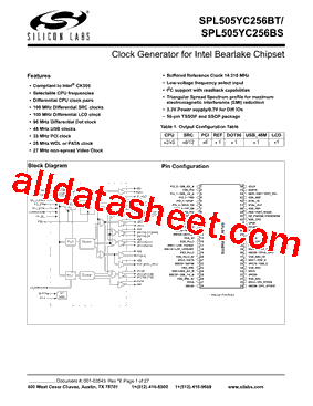 SPL505YC256BT Datasheet PDF - Silicon Laboratories