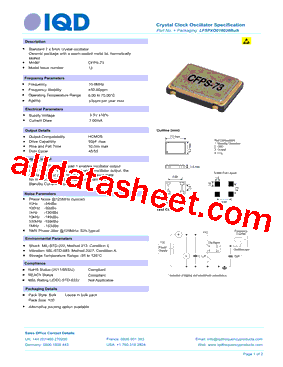 LFSPXO018036 Datasheet PDF - IQD Frequency Products Ltd