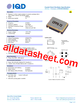 LFSPXO019082 Datasheet PDF - IQD Frequency Products Ltd