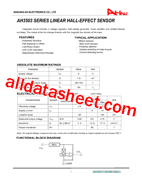 AH3503 Datasheet PDF - NANJING AH ELECTRONICS CO., LTD