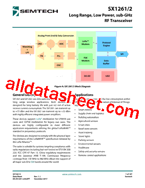 SX1261 Datasheet PDF - Semtech Corporation