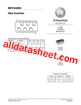 SN74LS04 Datasheet PDF - ON Semiconductor