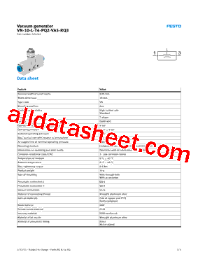 VN-10-L-T4-PQ2-VA5-RQ3 Datasheet PDF - Festo Corporation.