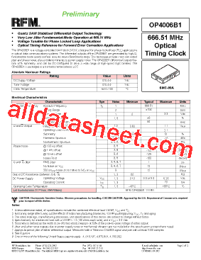 OP4006B1 Datasheet PDF - RF Monolithics, Inc
