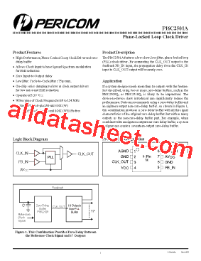 PI6C2501A Datasheet PDF - Pericom Semiconductor Corporation