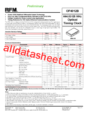 OP4012B Datasheet PDF - RF Monolithics, Inc