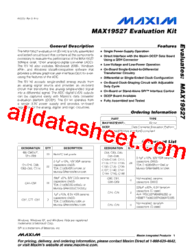 MAX19527EVKIT Datasheet PDF - Maxim Integrated Products