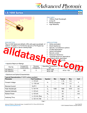 LS-1050 Datasheet PDF - Advanced Photonix, Inc.