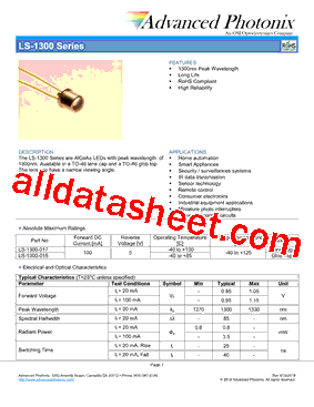 LS-1300-017 Datasheet PDF - Advanced Photonix, Inc.