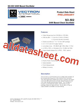 SO502 Datasheet PDF - Vectron International, Inc