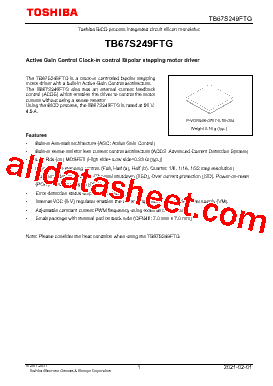 TB67S249FTG Datasheet PDF - Toshiba Semiconductor