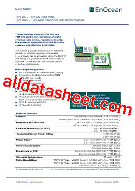TCM320 Datasheet PDF - EnOcean GmbH.