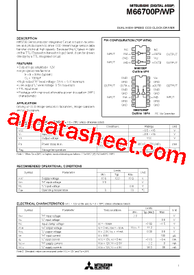 M66700P Datasheet PDF - Mitsubishi Electric Semiconductor