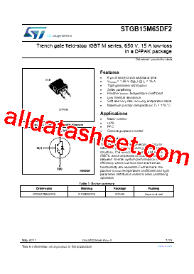STGB15M65DF2 Datasheet PDF - STMicroelectronics
