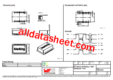 749012310 Datasheet PDF - Wurth Elektronik GmbH & Co. KG, Germany.