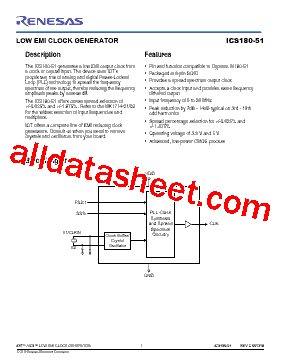 ICS180-51 Datasheet PDF - Renesas Technology Corp