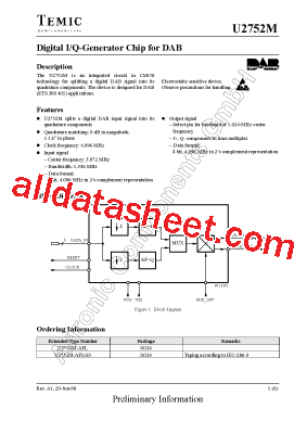 U2752M Datasheet PDF - TEMIC Semiconductors