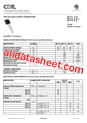 BC171 Datasheet PDF - Continental Device India Limited
