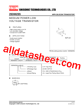 2SD882SS-X-AE3-R Datasheet PDF - Unisonic Technologies