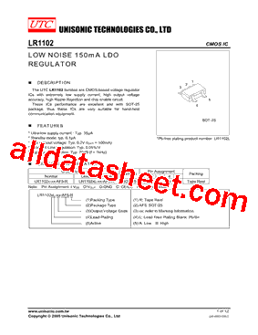LR1102A-50-AF5-R Datasheet PDF - Unisonic Technologies