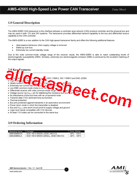 AMIS-42665 Datasheet PDF - AMI SEMICONDUCTOR