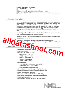 74AUP1G373 Datasheet PDF - NXP Semiconductors