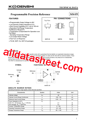 KK431 Datasheet PDF - KODENSHI_AUK CORP.