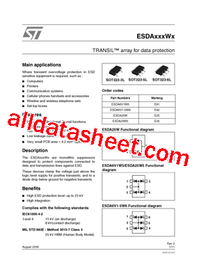 ESDA6V1W5 Datasheet PDF - STMicroelectronics