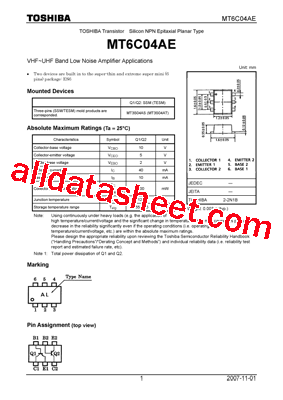 MT6C04AE Datasheet PDF - Toshiba Semiconductor