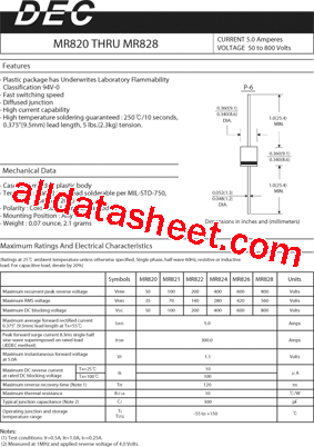MR820 Datasheet PDF - DAESAN ELECTRONIC CORP.