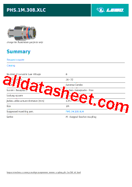PHS.1M.308.XLC Datasheet PDF - LEMO Connectors