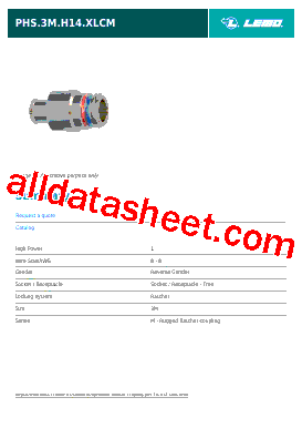 PHS.3M.H14.XLCM Datasheet PDF - LEMO Connectors