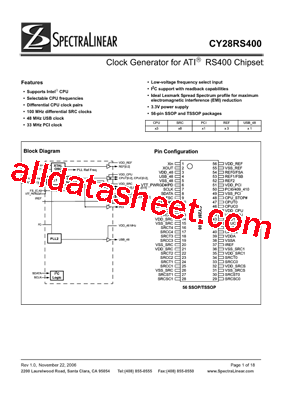 CY28RS400 Datasheet PDF - SpectraLinear Inc
