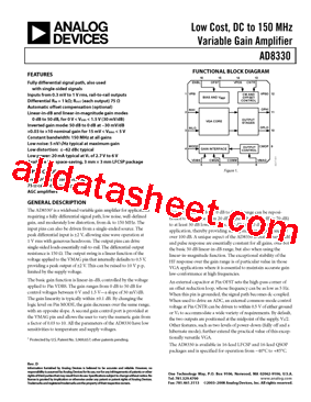 AD8330ACPZ-R7 Datasheet PDF - Analog Devices