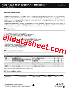 AMIS-42670 Datasheet PDF - AMI SEMICONDUCTOR
