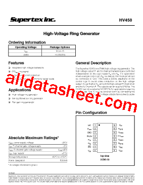 HV450 Datasheet PDF - Supertex, Inc
