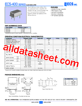 ECS-400 Datasheet PDF - ECS, Inc.