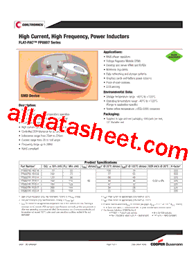 FP0807R1-R16-R Datasheet PDF - Cooper Bussmann, Inc.