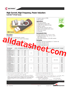 FP1007R3-R22-R Datasheet PDF - Cooper Bussmann, Inc.
