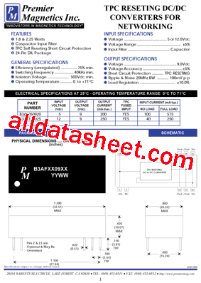 B3AF050920 Datasheet PDF - Premier Magnetics, Inc.