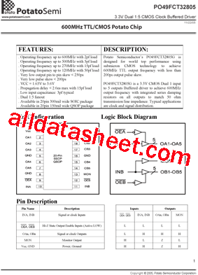 PO49FCT32805 Datasheet PDF - Potato Semiconductor Corporation