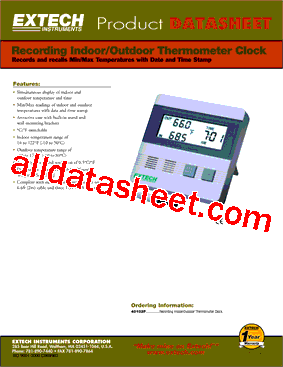 40102F Datasheet PDF - Extech Instruments Corporation.