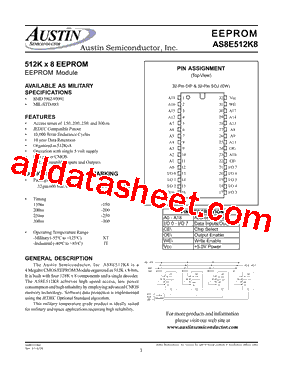 AS8E512K8 Datasheet PDF - Austin Semiconductor
