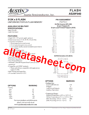 AS29F040CW-120/IT Datasheet PDF - Austin Semiconductor