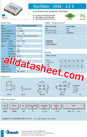 JO42-2.5V Datasheet PDF - Jauch Quartz Gmbh
