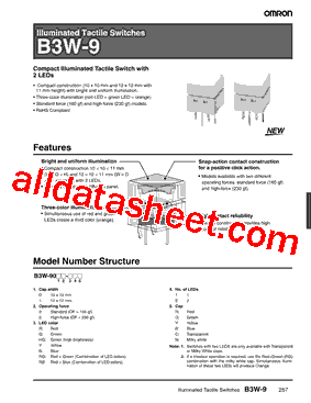 B3W-9012-HG2G Datasheet PDF - Omron Electronics LLC