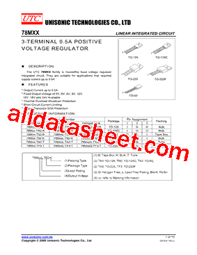 78MXXL-T60-K Datasheet PDF - Unisonic Technologies