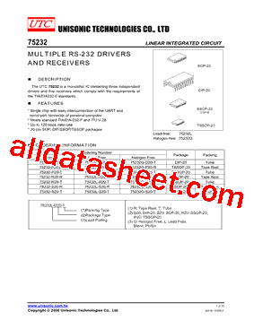75232G-R20-R Datasheet PDF - Unisonic Technologies