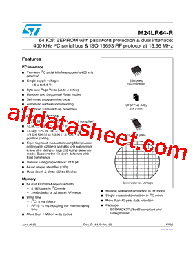 M24LR64-R Datasheet PDF - STMicroelectronics